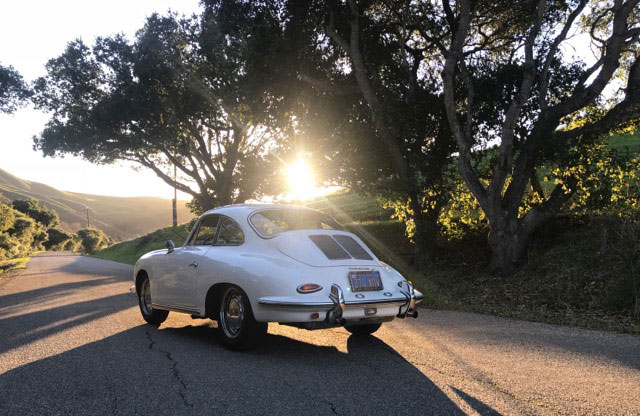 Porsche 356 white in sunset