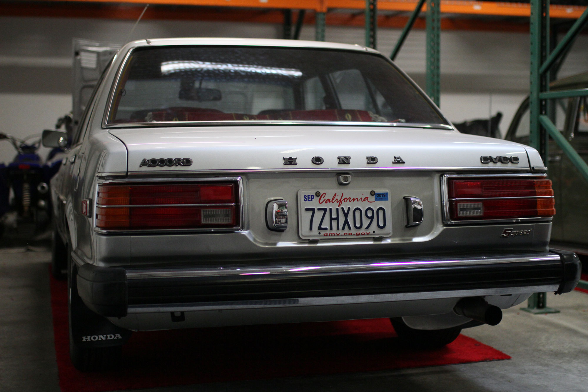 Honda Accord Sedan from 1979 from behind in the garage