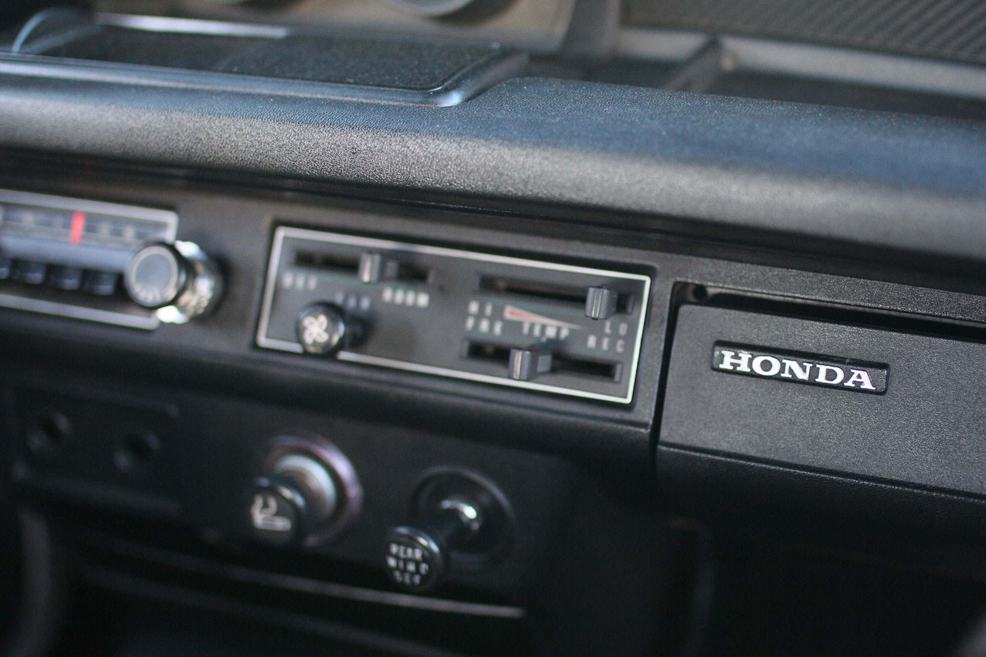 Honda Sticker in the dashboard.