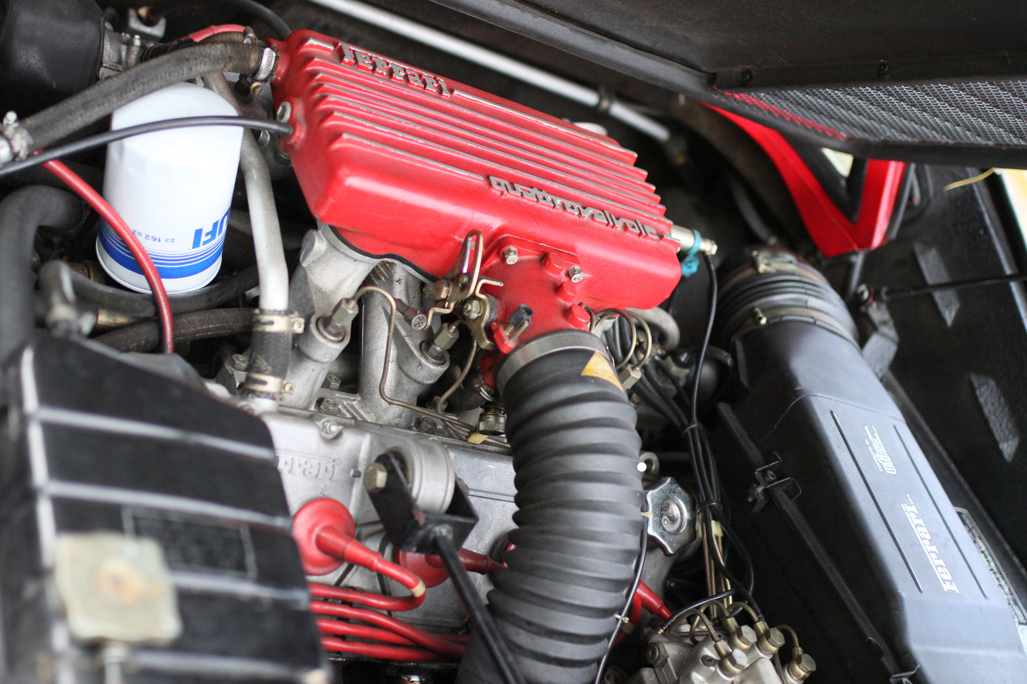The red 90-degree v8 in the Ferrari 308 GTB QV - 1984