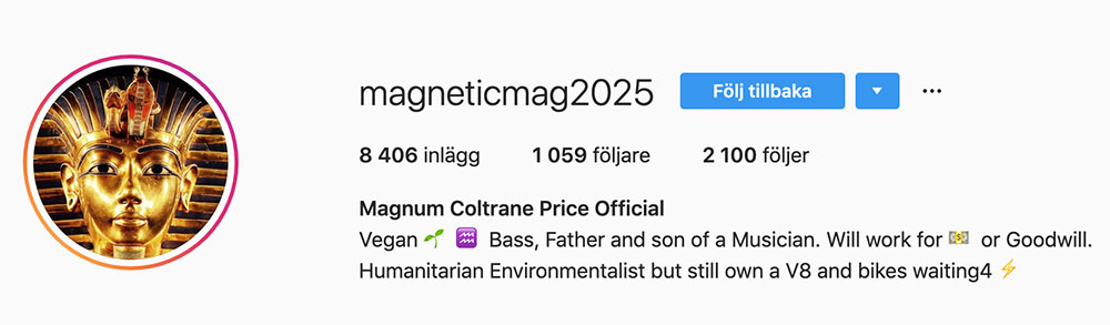 Magnum Coltrane Price Instagram