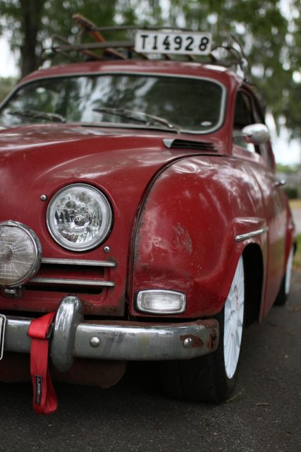 saab 96 front with old plate