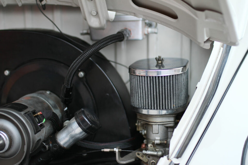 Air filter in a engine bay of Beetle 1967